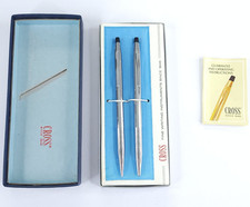 Cross Silver Chrome Ball Point Pen Mechanical Pencil Set 3501 In Original Box
