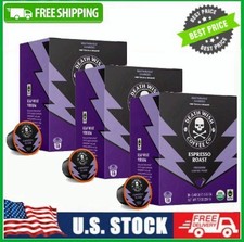 3 PACK Death Wish Coffee Pods, Organic and Fair Trade, Espresso Roast, 18 Count
