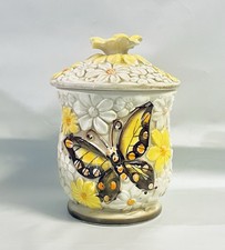 VINTAGE NEW TRENDS JAPAN DAISY BUTTERFLY SMALL CANISTER BOHEMIAN DAISY