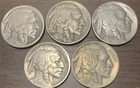 Buffalo nickel lot of five 1936 Coins very nice. Free shipping
