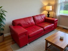 Contemporary Red Leather 3 seater sofa