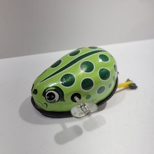 MTU Tin Wind Up Frog Toy Small Green Yellow Legs Metal Key Cute Korea Animal