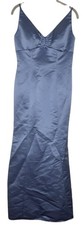 Bill Levkoff Baby Blue Satin V Neck Sleeveless Bridesmaid Gown Dress Size 8