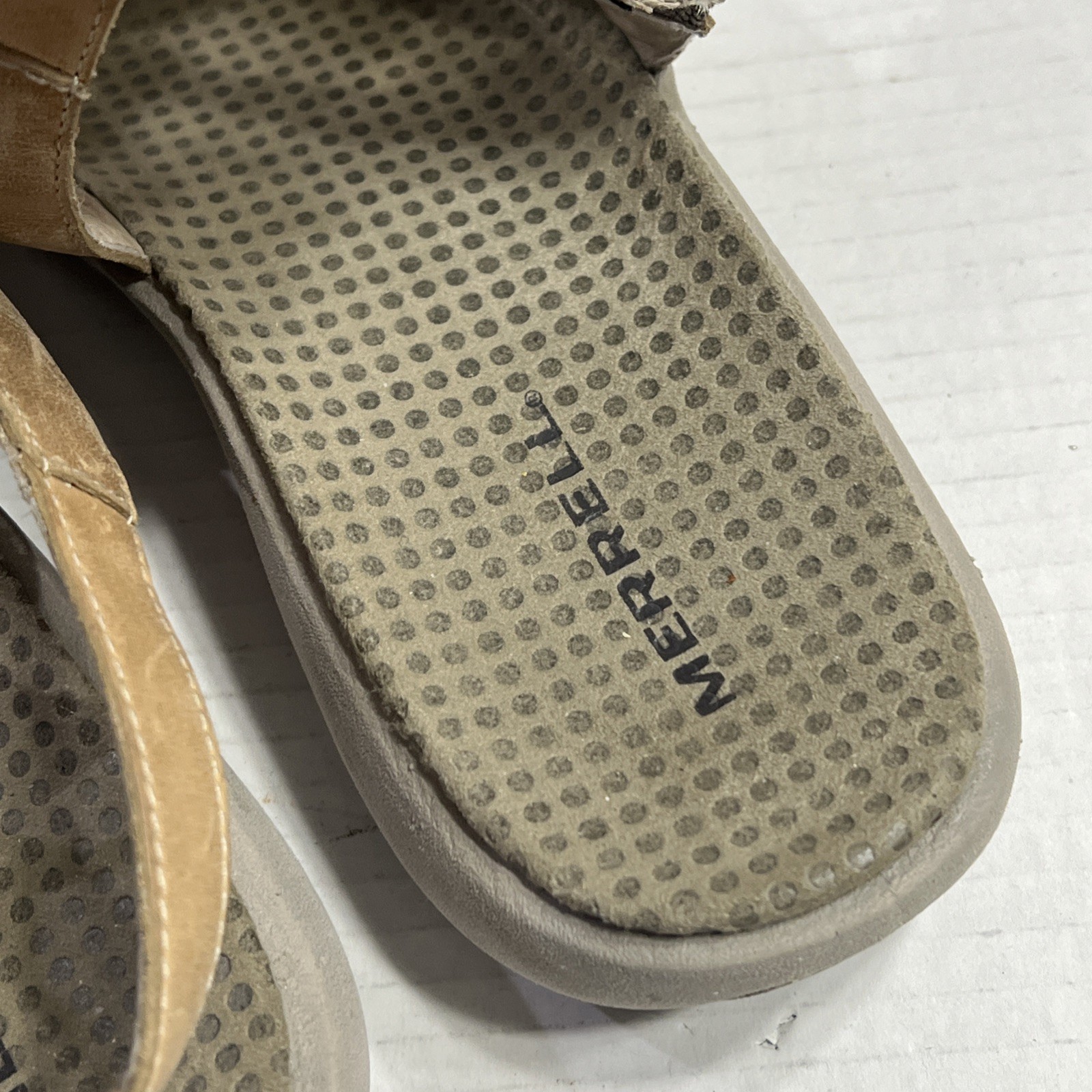 Merrell Bracken Sway Sandali da passeggio comodi in pelle marrone chiaro da donna 9 M