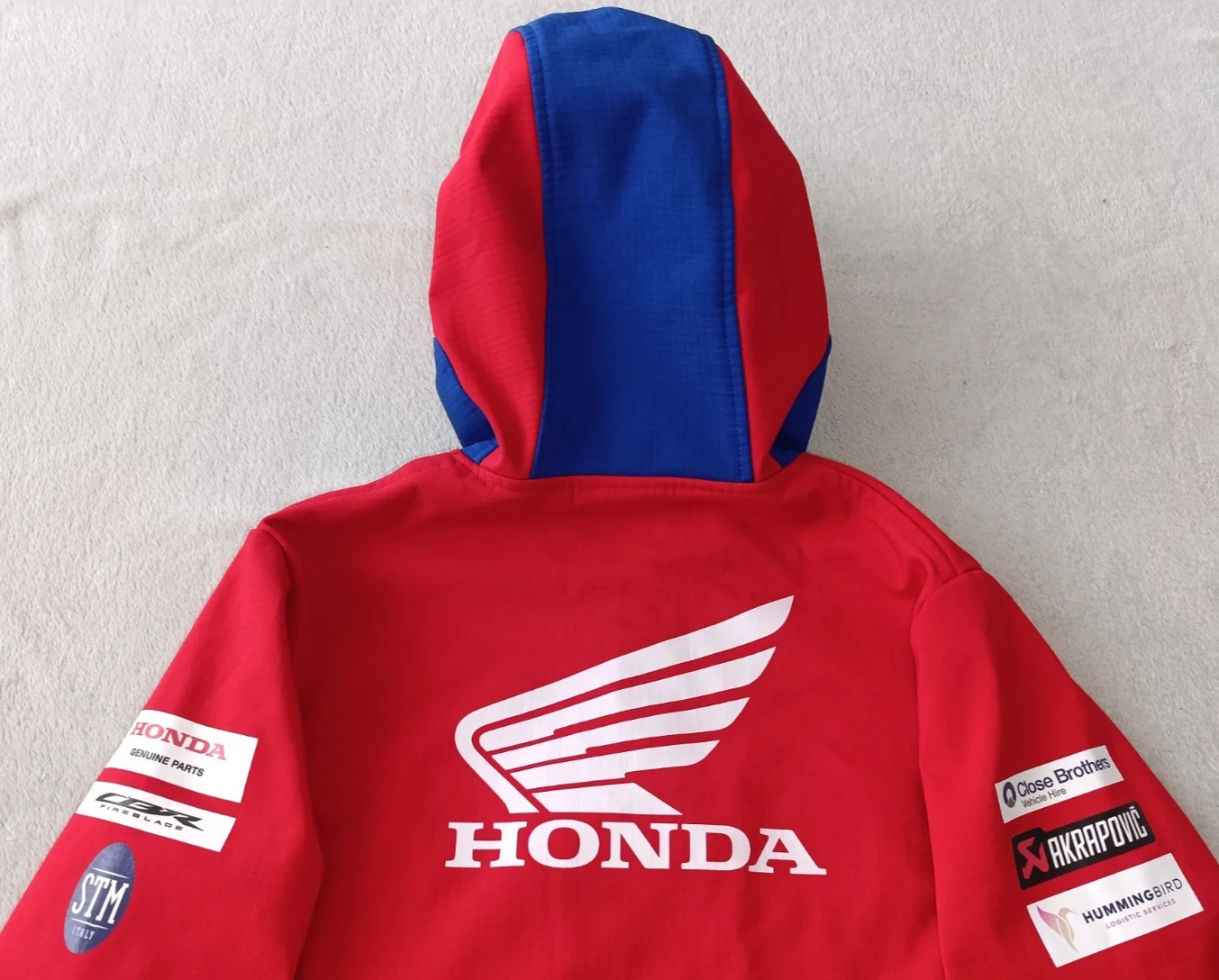 Honda Racing HRC Motul Motorsport mens Red Blue Softshell Hooded Jacket size M image 15