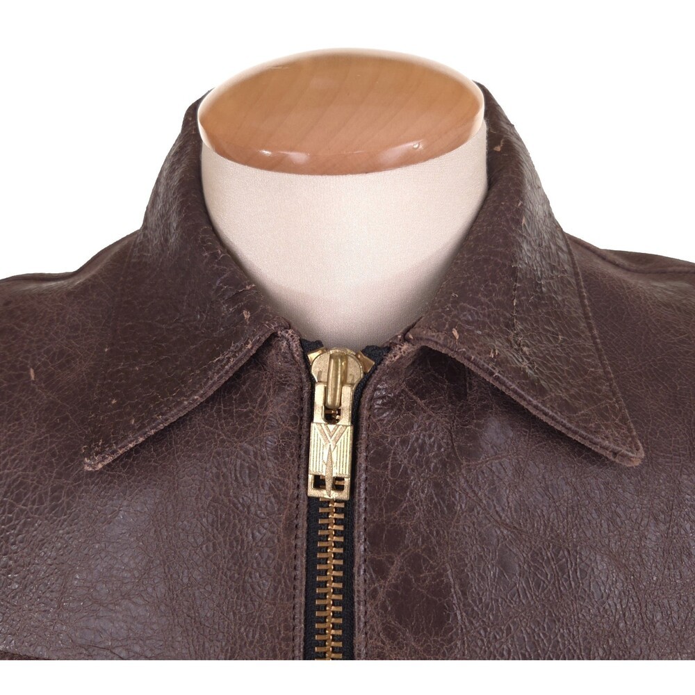 Blackmeans Distressed Leather Jacket Size 4 US Slim Fit M Mens Brown $2130 image 5