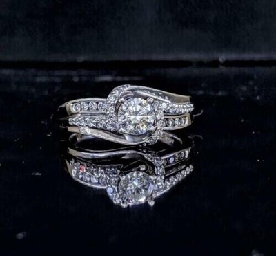 2.20Ct Round Cut Simulated Diamond Pretty Wedding Ring In 14k White Gold Plated