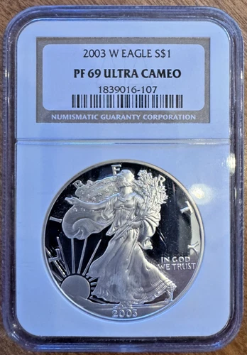 2003 W ~ NGC PF69 1 OZ AMERICAN SILVER EAGLE starting below melt value