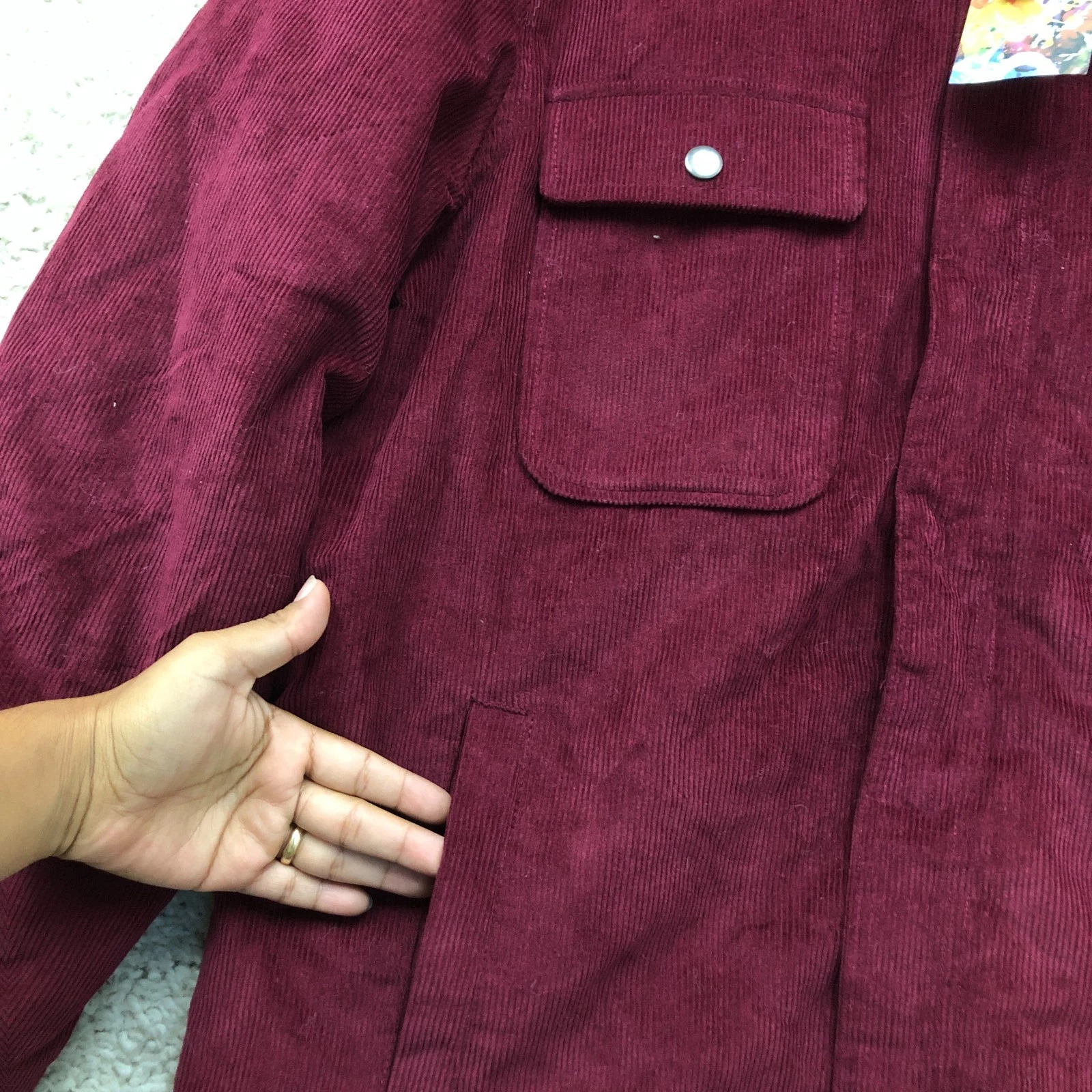NEW Robert Graham Jacket Large Adult Red Burgundy Corduroy Quilted Lined Mens L image 3