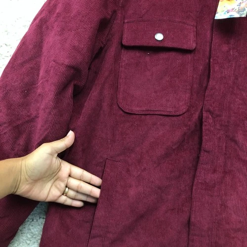 NEW Robert Graham Jacket Large Adult Red Burgundy Corduroy Quilted Lined Mens L image 3