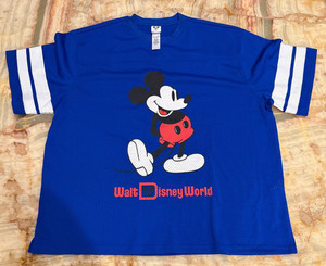 Mickey Mouse Walt Disney World Football Jersey Disney Unisex Blue Crewneck Large