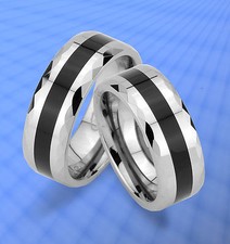 2 WOLFRAM TRAURINGE & GRAVUR GRATIS , RINGE , Unkratzbar , Black Line , JW32