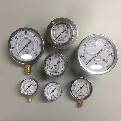 WREKIN PRESSURE GAUGE Pressure Gauge 50mm 63mm 100mm Dial Bottom & Back Connection Pneumatic Air Range