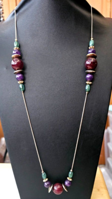 Multi color station beaded Necklace   36''