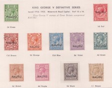 F209-1 1916-23 Nauru set of 11 stamps KGV O/P Nauru 1/2d to 1/-  F/U & MH (v)