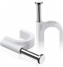 Round Cable Clips White 8mm 100 Pcs for Ethernet Telephone Cable TV Wire etc