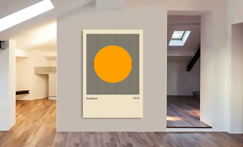 Bauhaus Orange Circle 1919 - Abstract - Canvas Wall Art Framed Print - Picture 3 of 5