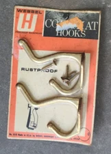 PAIR of WEBBEL USA RUSTPROOF ALL PURPOSE SCREW IN HOOKS coat and hat HANGING ETC