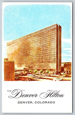 The Denver Hilton Hotel Denver Colorado CO Postcard Artist Rendering Old Cars