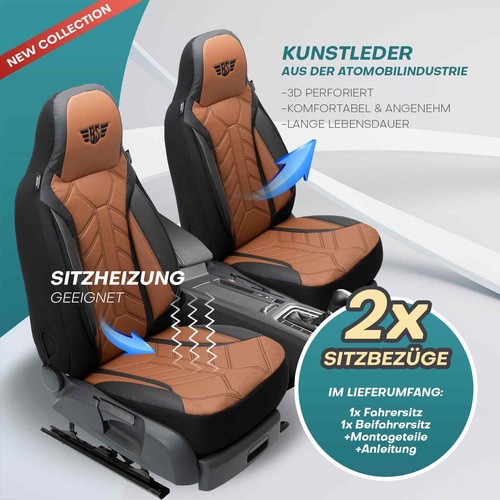Fundas de asiento de autocaravana piloto adecuadas para BilboFTs 720 (negro-marrón) - Imagen 4 de 12