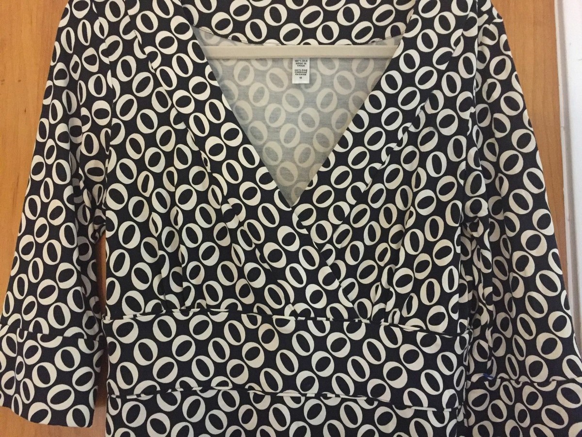 DVF Diane von Furstenberg Black and White Dress Sz 10 Faux Wrap | eBay