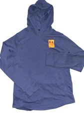 UNDER ARMOUR hooded long sleeve shirt. Grey/blue with orange logo YOUTH XL