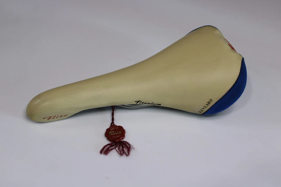 NOS SELLE ITALIA FLITE BLANCO AZUL VINTAGE ASIENTO SILLÍN BICICLETA DE CARRERAS ANTIGUA Foto 2 de 3