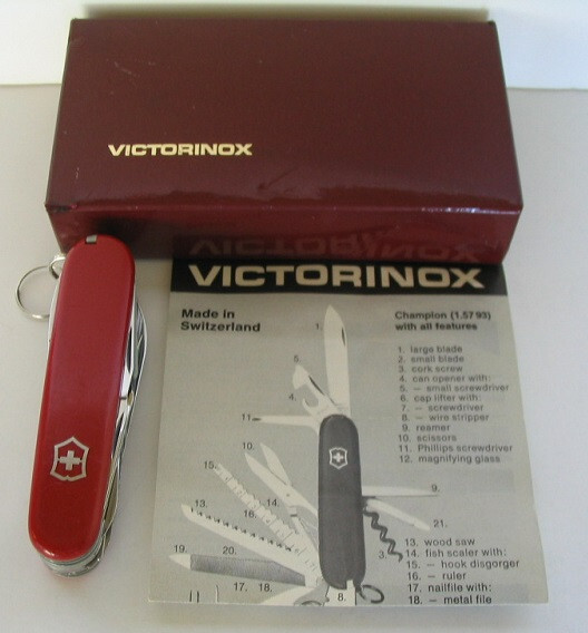 VTG Victorinox Champion Swiss Army Knife Nailfile Magnifying Glass Box