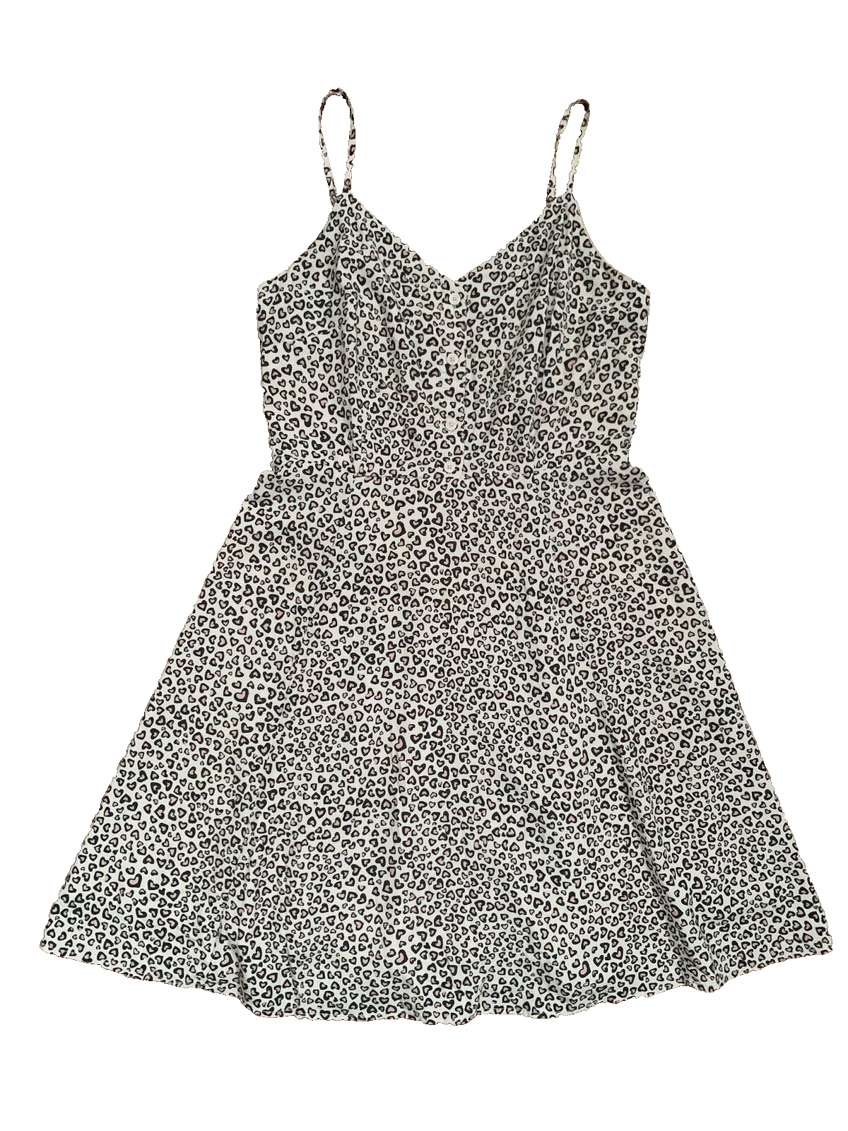 VALENTINO Abito skater stampa cuore leopardato 6 GAP gotico anni 90 stile Y2K data notte S animale