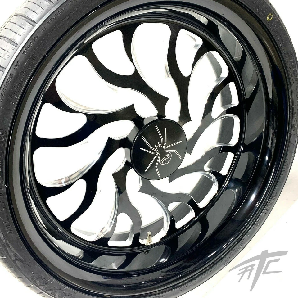 20" BLACK CONTRAST CUT HELLIAN WHEELS & TIRES (3) 2015-2020 CAN-AM SPYDER F3 - Image 4 of 4