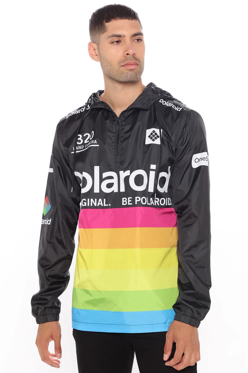 Polaroid Mens Polaroid Be Original Hooded Black Windbreaker Polaroid Mens Polaroid Be Original Hooded Black Windbreaker