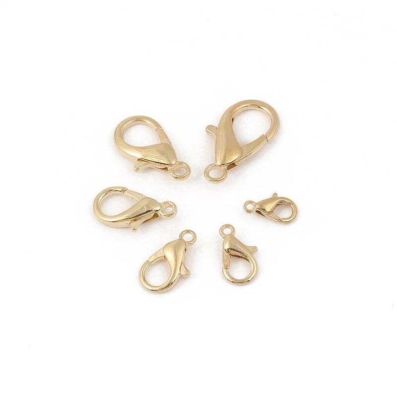 Silver/Gold/Bronze DIY Jewelry Findings Wholesale 100X Lobster Hooks Claw Clasps - Image 2 of 4