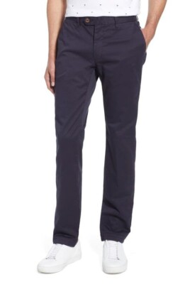 NWT Ted Baker London Mens Slim Fit 100% Cotton Chinos Navy Size 30R $159 2B279