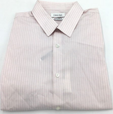 Calvin Klein Men's Dress Shirt Extra Slim Fit Non Iron Stretch, Coral Multi, L