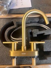 KENES Brushed Gold 4 Inch 2 Handle Centerset Bathroom Faucet New