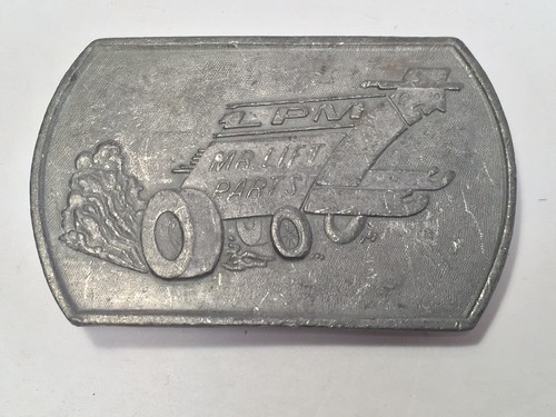 Vintage BELT BUCKLE LPM MR LIFT PARTS Great Graphics Car Parts Race Car Racing