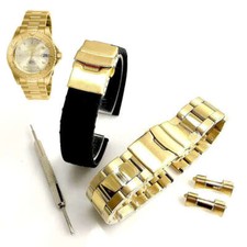 Pack of 2 Steel Silicone Gold Replacement Watch Band Invicta Pro Diver 9010OB