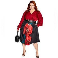 City Chic Abigail Pleated Skirt Size 22