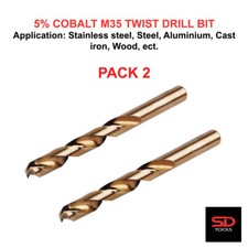 PACK 2 - Premium 5% Cobalt M35 Drill Bit 1-20mm for Stainless Steel, Metal, Wood