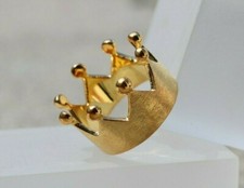 Damen Kronenring vergoldet 925 Sterling Silber Crown Ring gold Krone Ring breit