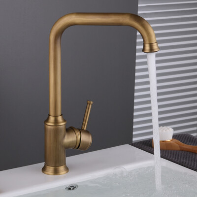 Retro Küche Wasserhahn 360°Drehbar Messing-Spültischarmatur Einhebel Spüle Gold