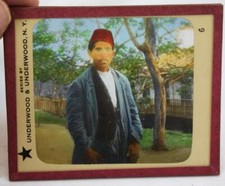Underwood Antique Magic Lantern Slide Egyptian Man In Fez Hat