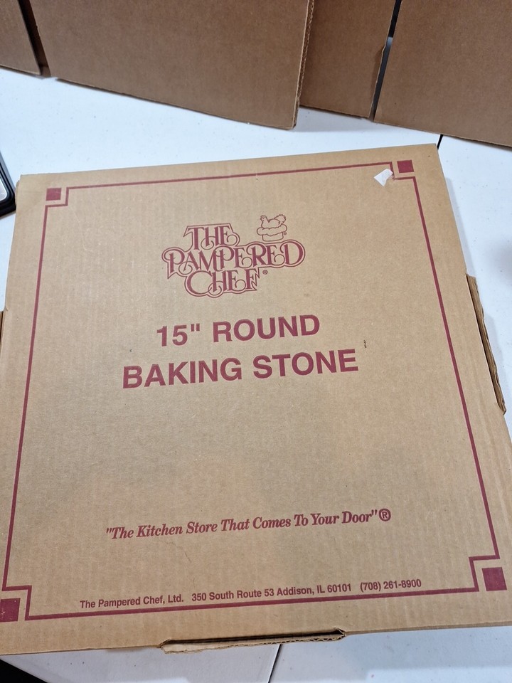 Pampered Chef *NEW IN BOX* 15" Round Beige Pizza Baking Stone eBay