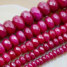 Faceted Ruby Jade Rondelle Beads 15" 2x4mm 3x5mm 4x6mm 5x8mm 6x10mm