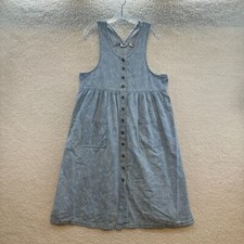 90s Vintage Denim Jumper Midi Maxi Dress 14 Petite Floral Cottagecore Prairie