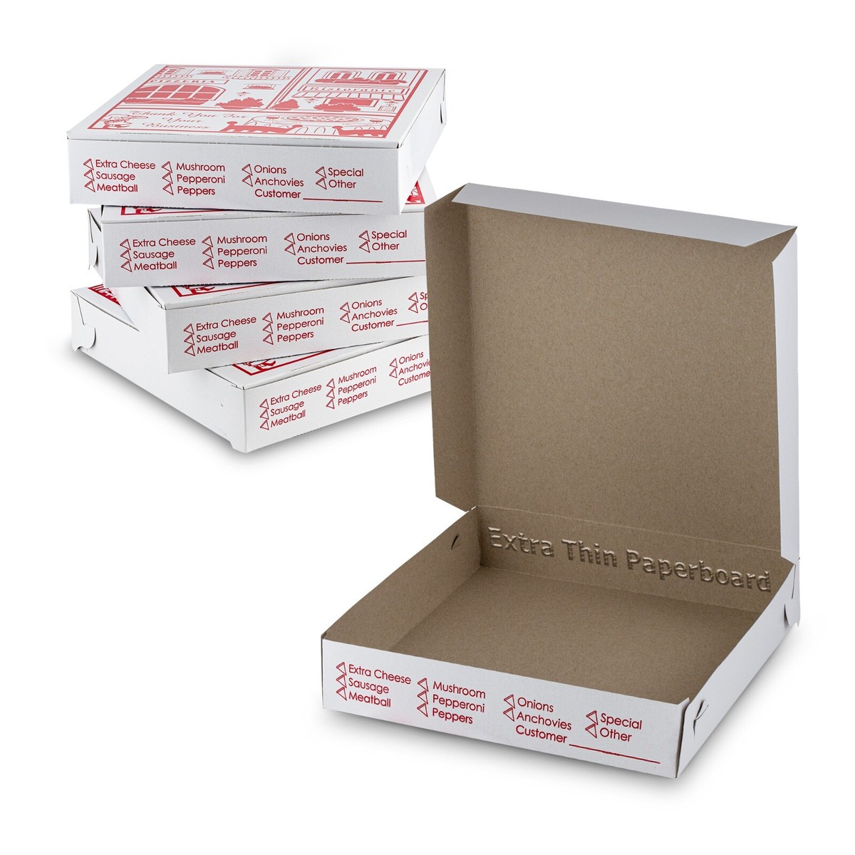 MT Products Pizza Boxes Extra Thin 10