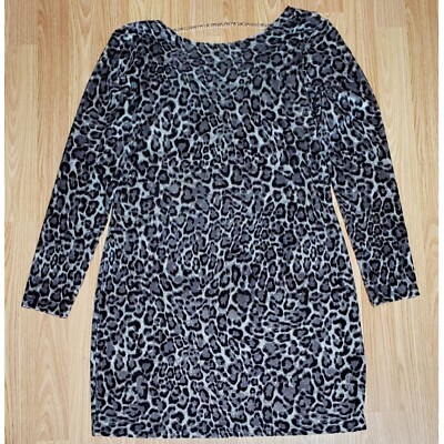 long sleeve sheath dress michael kors leopard dress MK MICHAEL KORS Julia Smocked Waist Animal-Print Dress Leopard Size Medium
