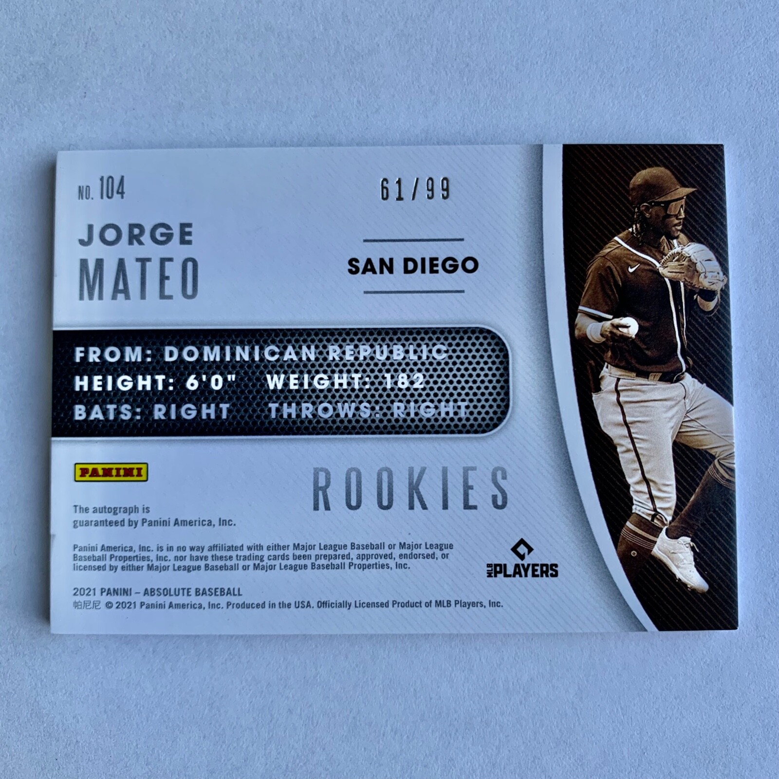 2021 Panini Absolute Mateo Auto Relic /99 Baseball Autograph 104 Padres eBay