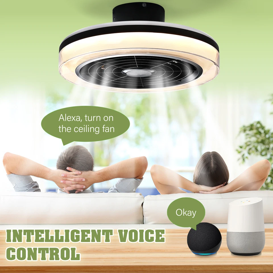 18" Wifi Smart Ceiling Fan with Light Alexa Google Assistant Bluetooth Speaker - Image 2 of 4