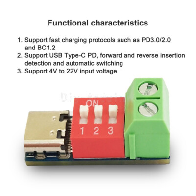 USB Type-C PD PD Decoy Module QC Fast Charging Test Board Adjustable Voltage NEW